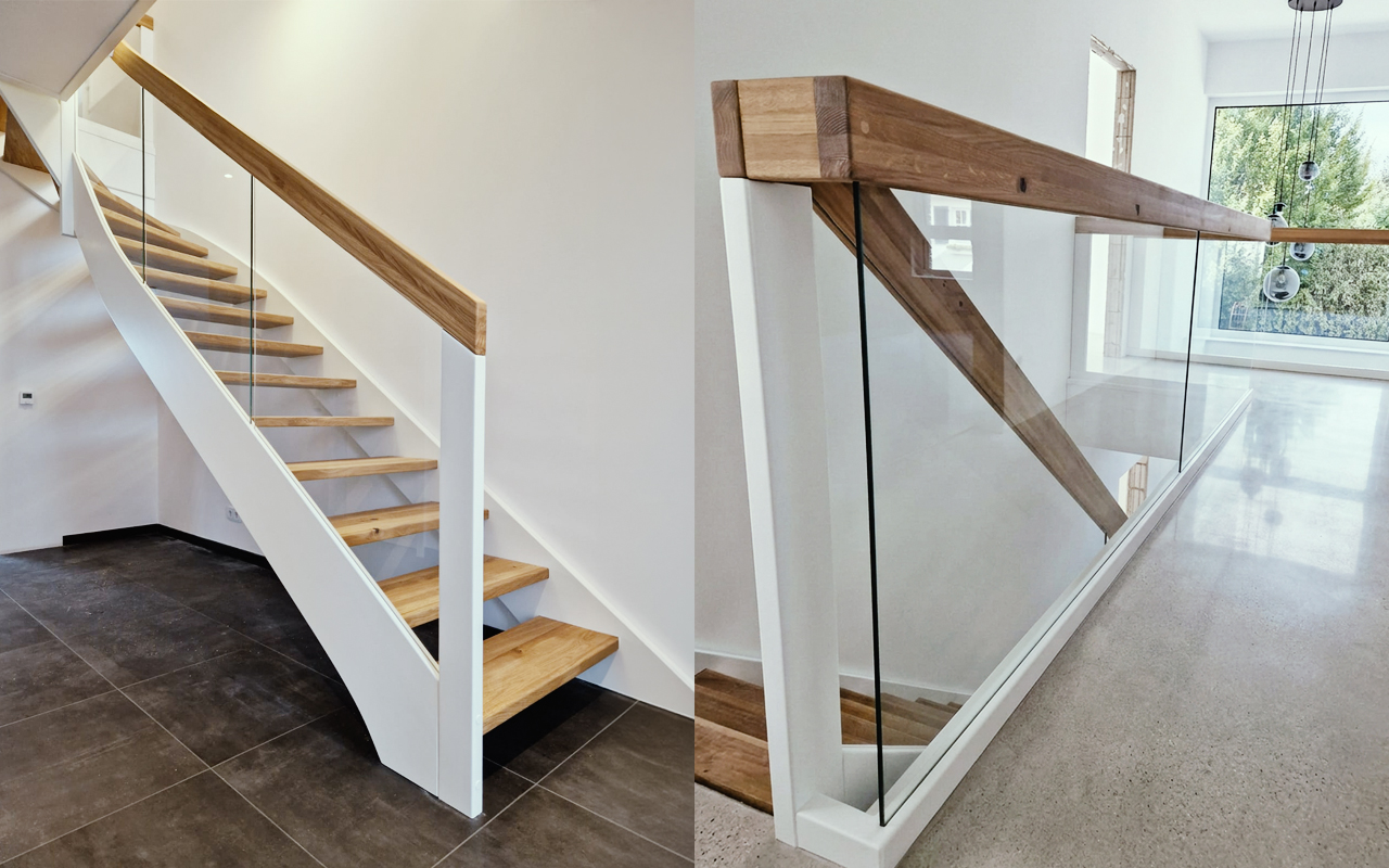Pufall Treppen moderne Holztreppe mit Glasgeländer in Osterholz-Scharmbeck